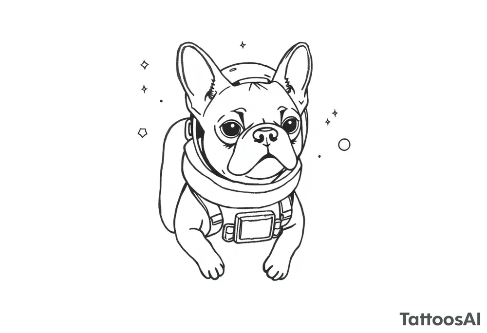 a space themed tattoo of my french bulldog mars. include elements in space like planets and stars. mars should be depicted as a astronaut tattoo idea