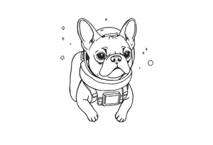 a space themed tattoo of my french bulldog mars. include elements in space like planets and stars. mars should be depicted as a astronaut tattoo idea