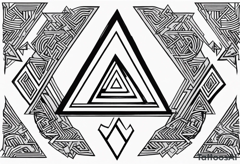 The valknut symbol with a wolf who is howling upwards. tattoo idea