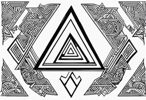 The valknut symbol with a wolf who is howling upwards. tattoo idea