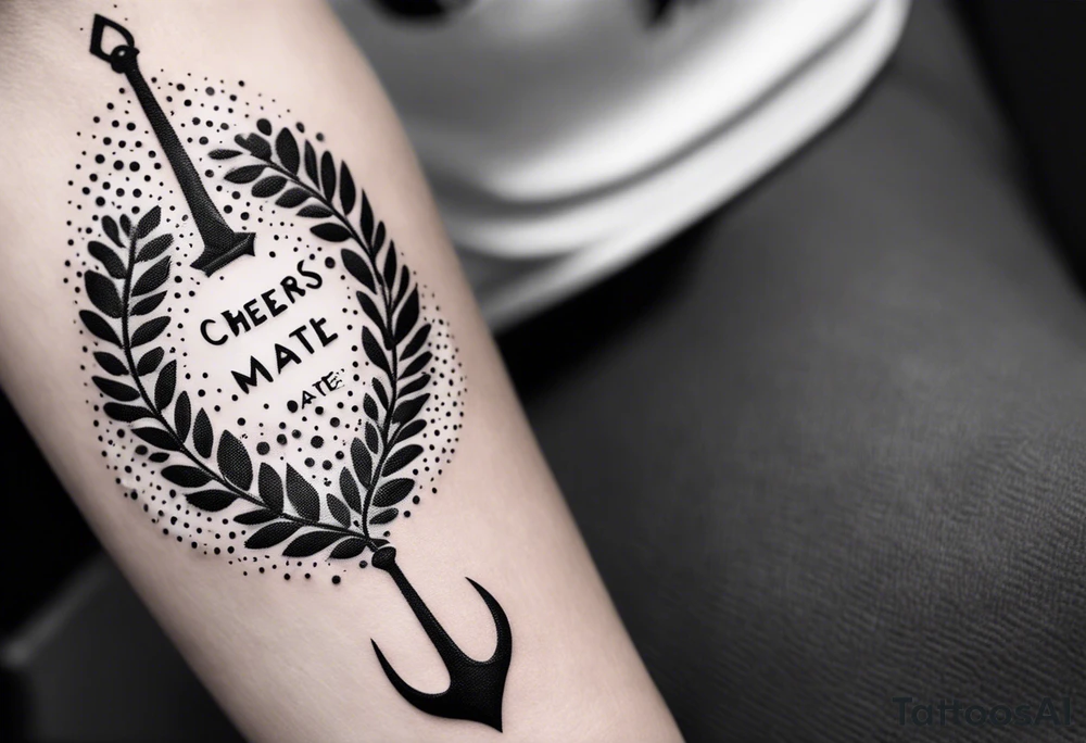 Cheers Mate text, armband +Cancer Ribbon +artistic tattoo idea
