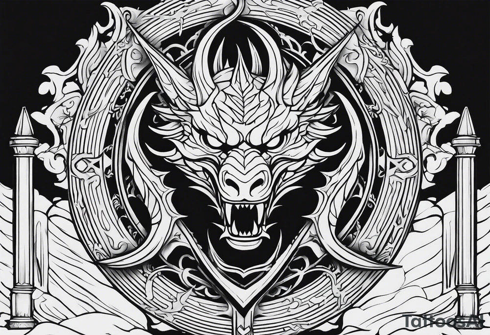 Valhalla sword shield dragon
stairs tattoo idea