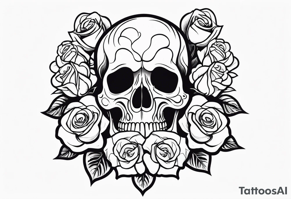 skull and roses tattoo idea