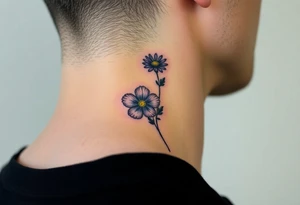 Viola odorata & Aster full neck tattoo tattoo idea