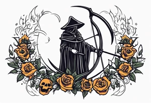 death with scythe and nightshade mortician tattoo idea