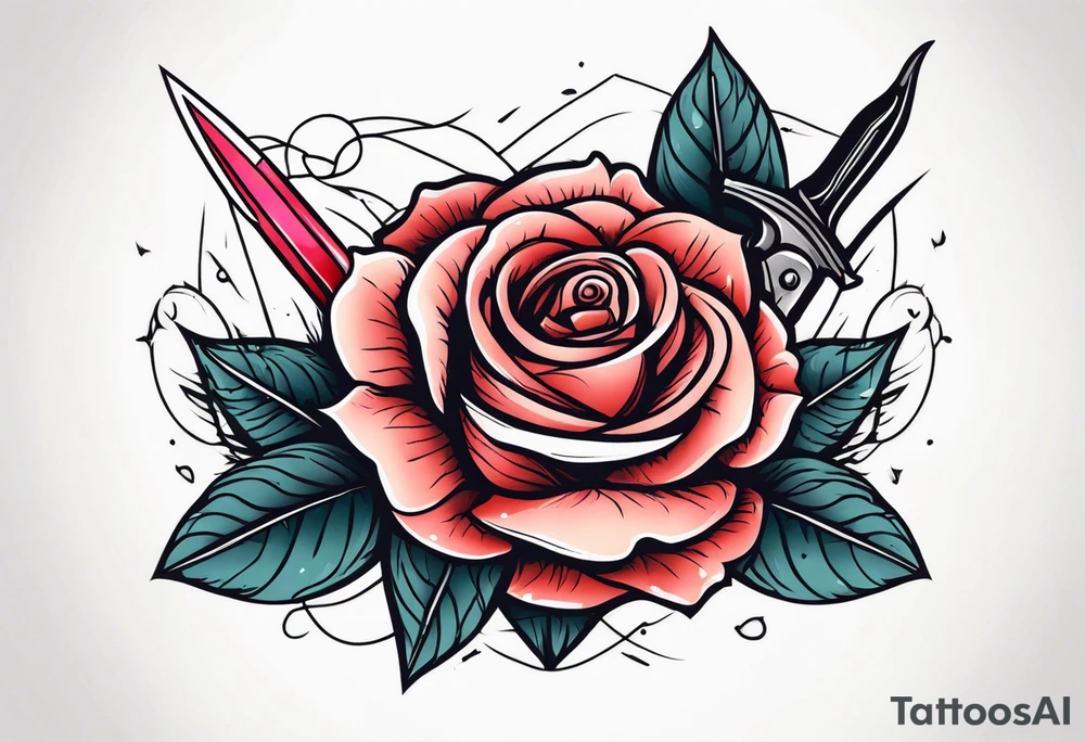 Messer mit Stacheldraht und Rose tattoo idea