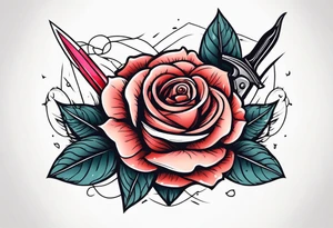 Messer mit Stacheldraht und Rose tattoo idea