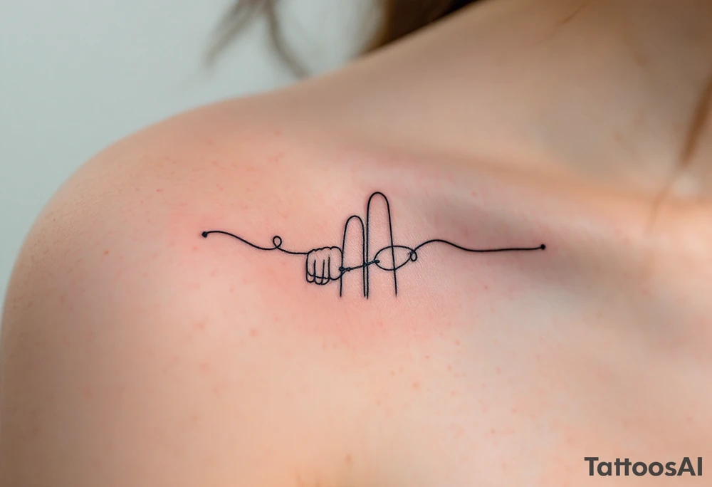 A minimalist black outline of two pinky fingers linked together, one small and one large, symbolizing an unbreakable bond. tattoo idea