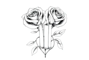 blue,Passed love one, two roses, two candles, hearts tattoo idea