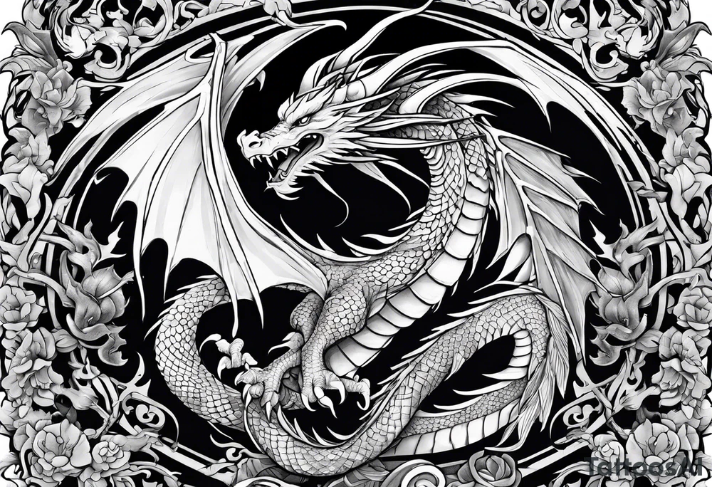Dragon is wrapped around a sword, back tattto design tattoo idea Dragon is wrapped around a sword, back tattto design tattoo idea