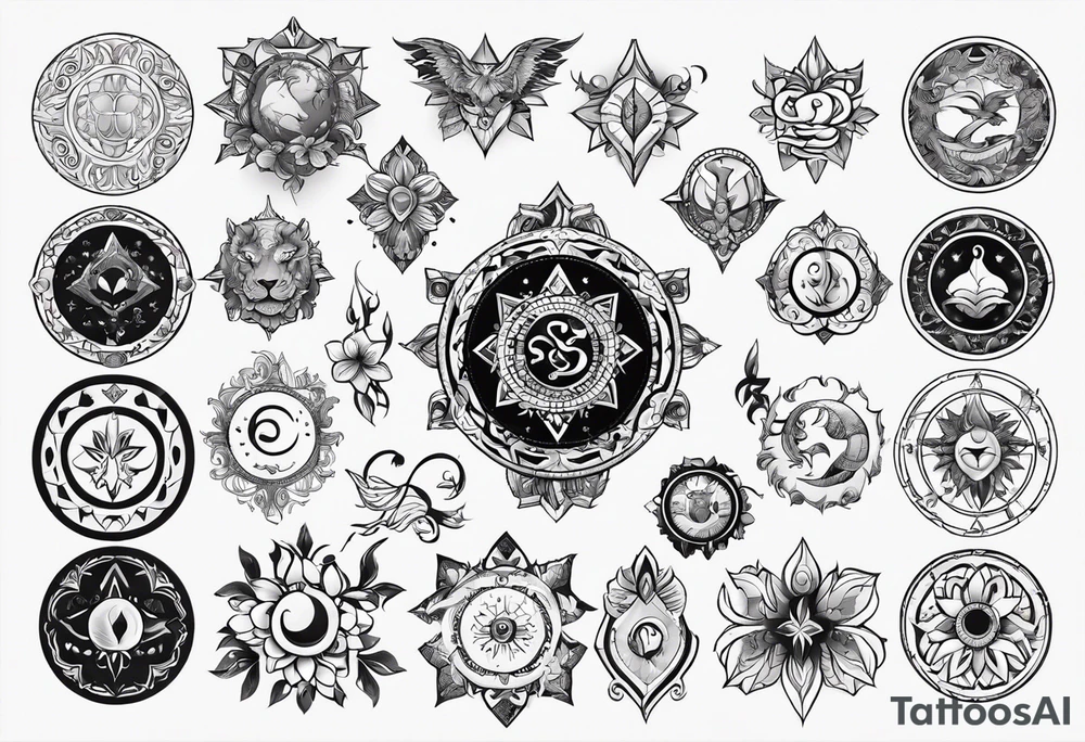 12 zodiac symbols tattoo idea
