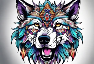 Trippy Wolf tattoo idea