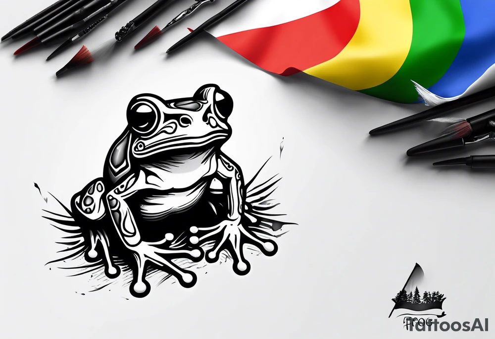 Tiny frog with pride flag tattoo idea
