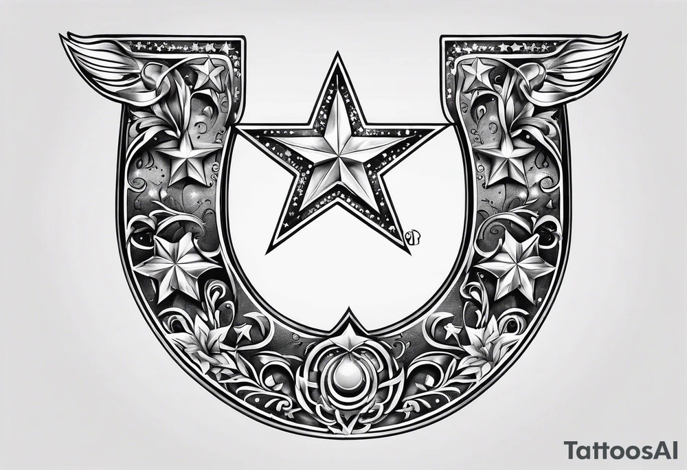 horseshoe with stars tattoo idea