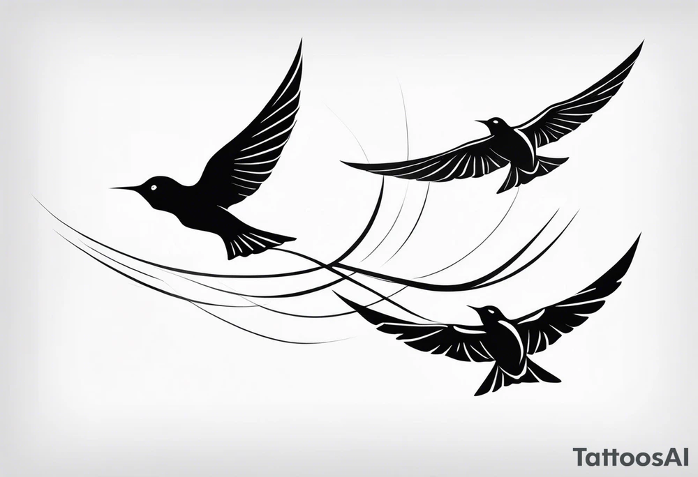 Design a forearm tattoo featuring a minimalist swallows in flight, symbolizing freedom and new beginnings tattoo idea