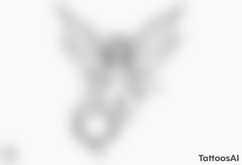 A fairy with a tail inspired by the logo of the show called Fairy Tail in a fetal position leaning in tattoo idea