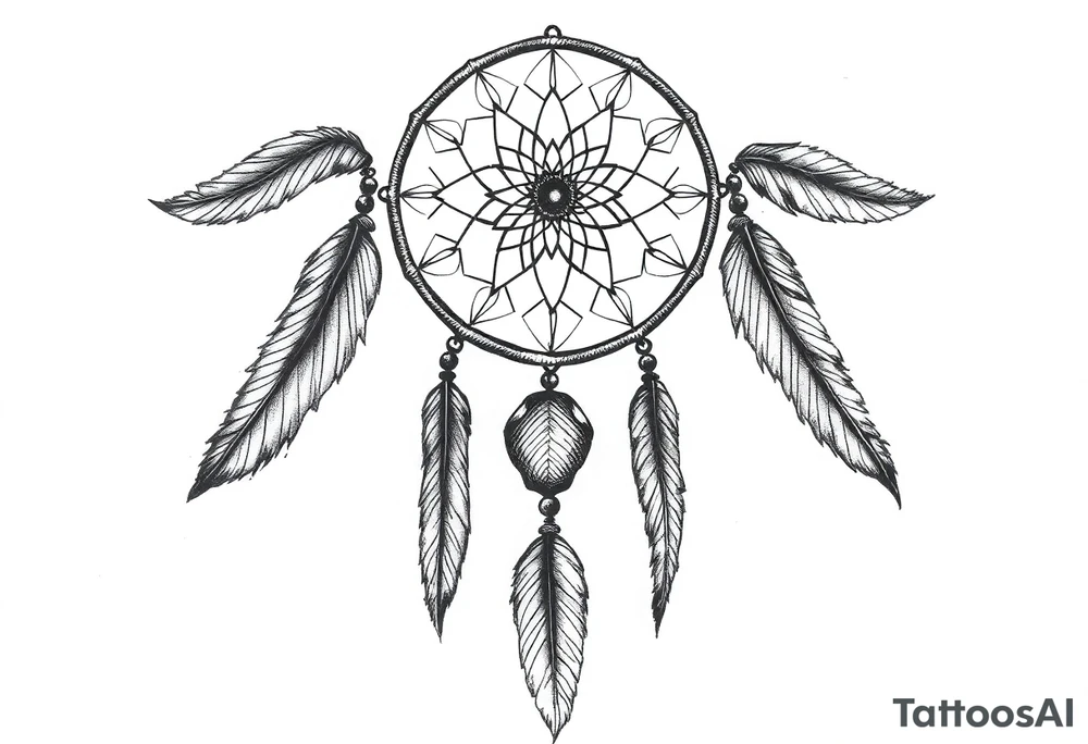 dreamcatcher with feathers for the memory of my grandma, slim tattoo idea