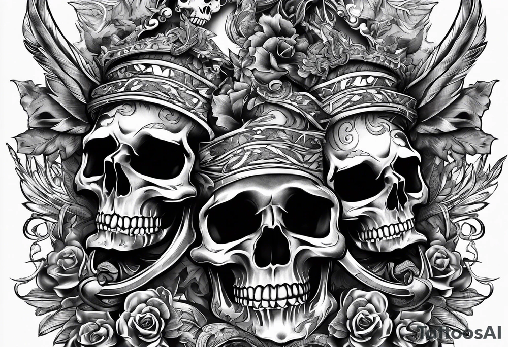 Money smoking flamin skulls Savage lettering tattoo idea