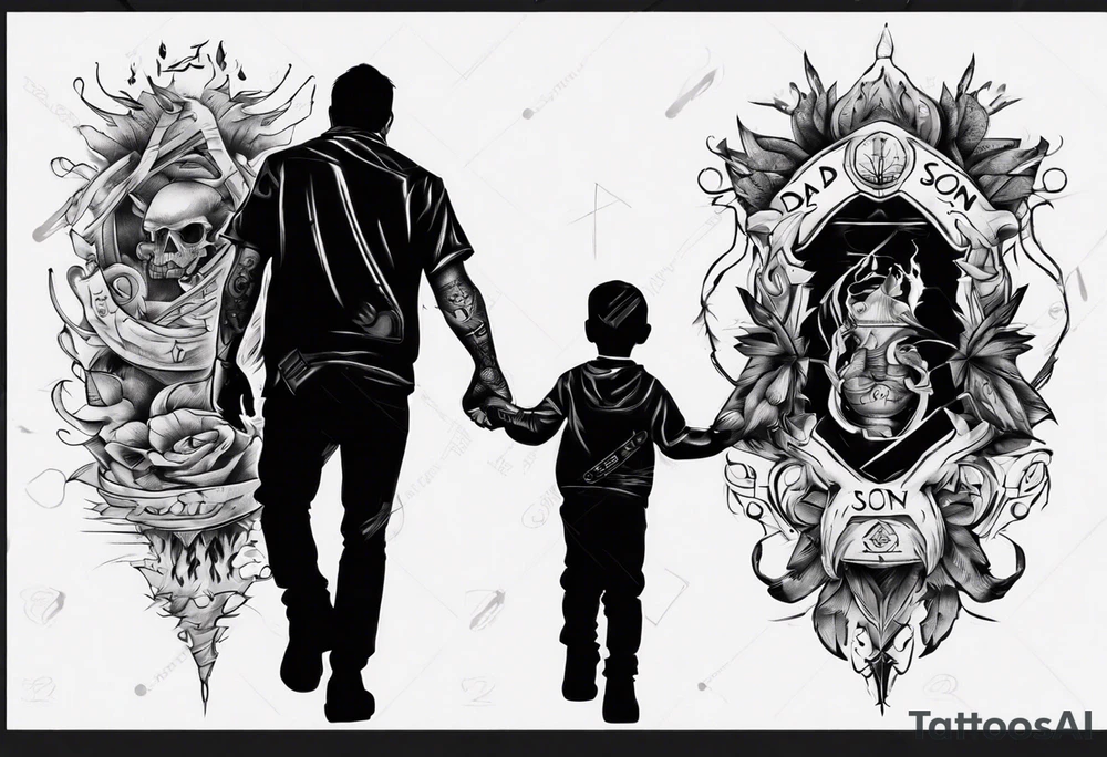 dad and son walks away tattoo idea