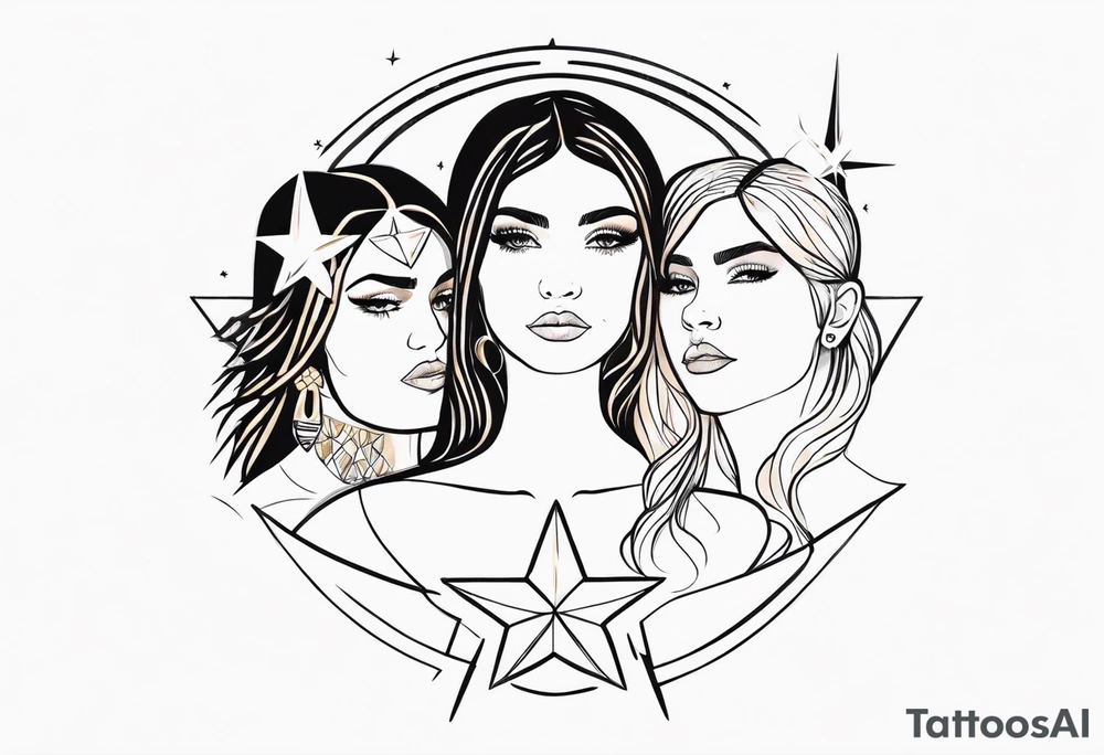 Friends Yucca Love Mond Star power woman tattoo idea