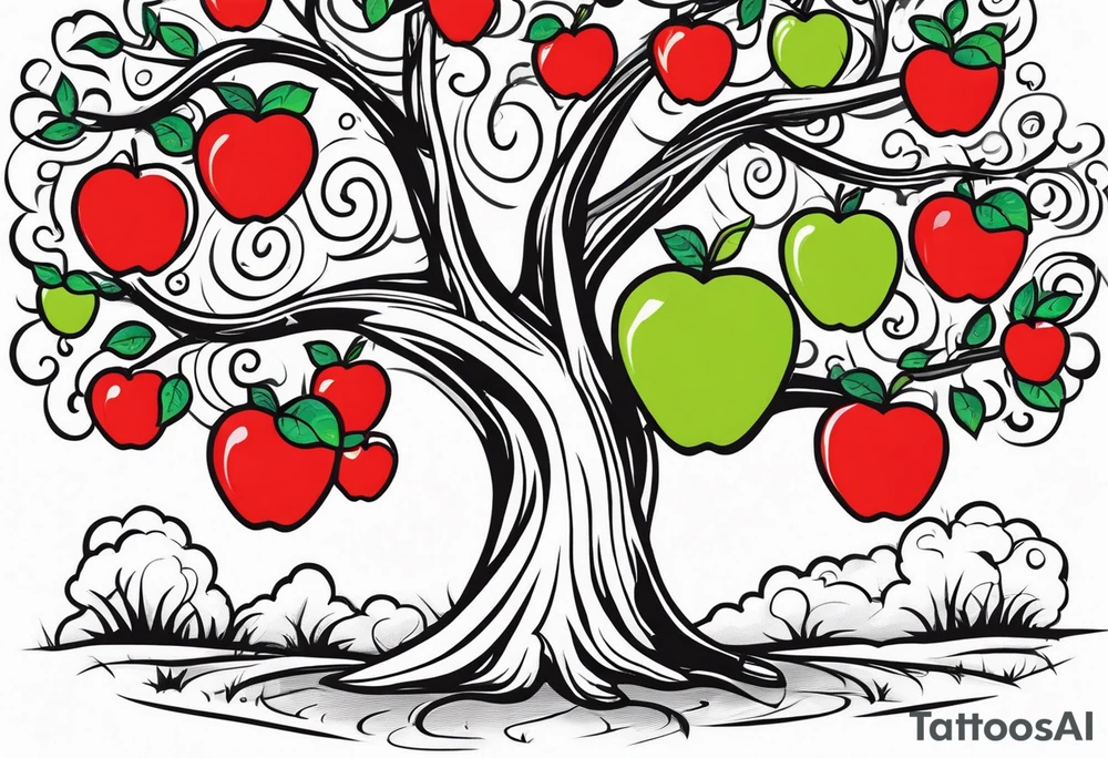 Apple tree  with LK initials tattoo idea
