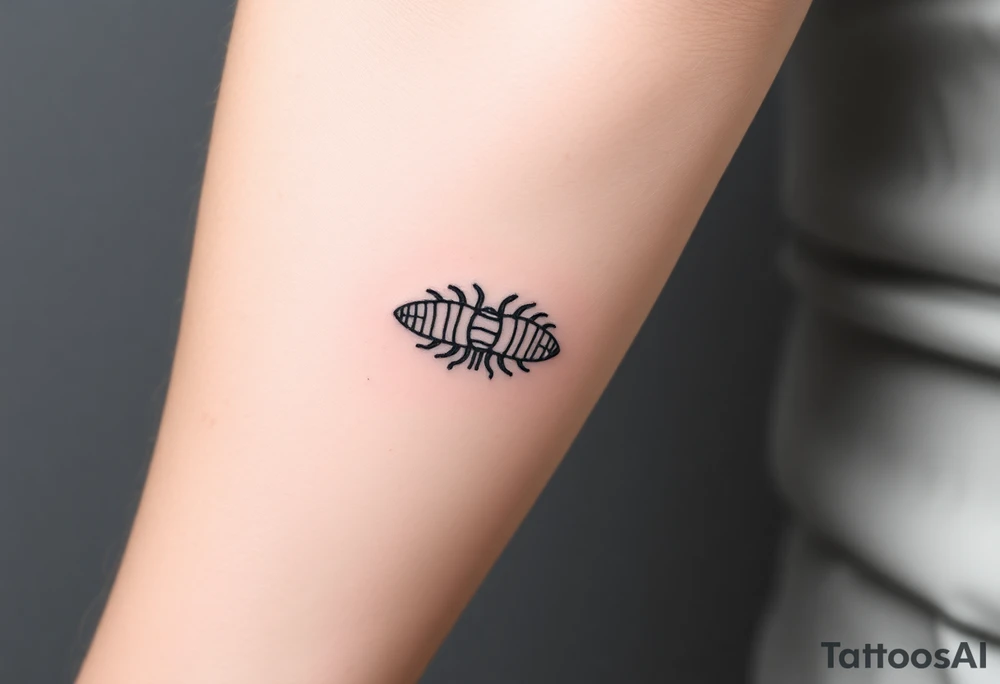 Fine line simplistic isopod tattoo idea
