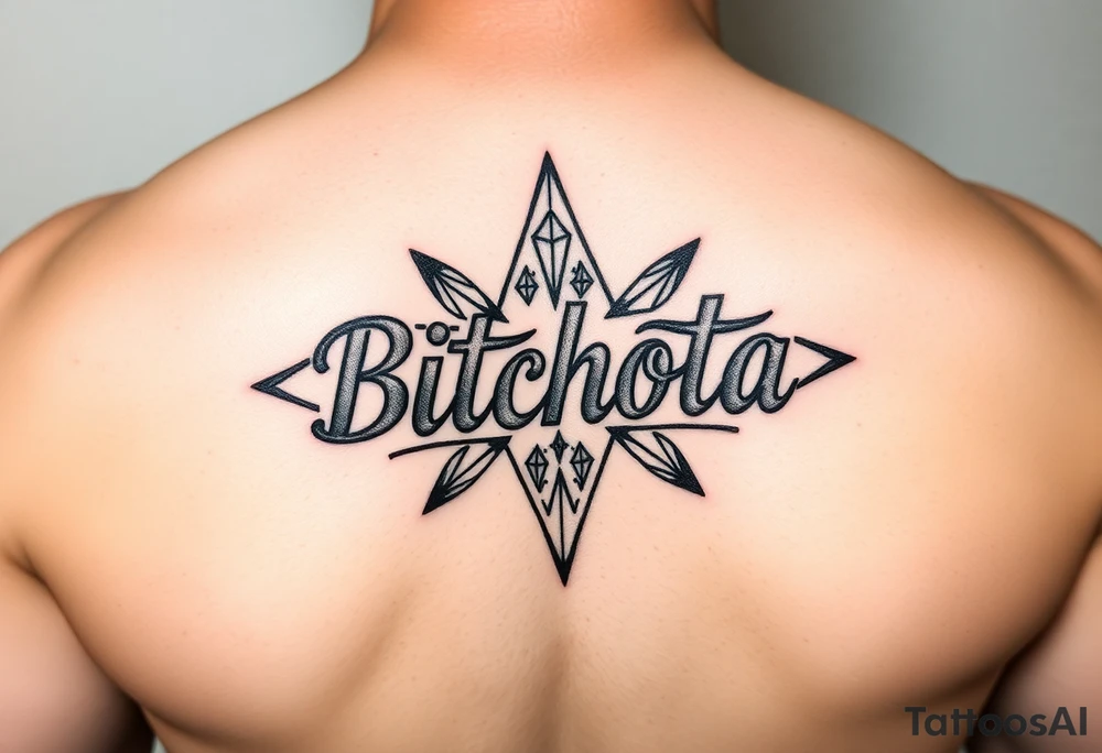 bitchota name in a star with diamonds tattoo idea