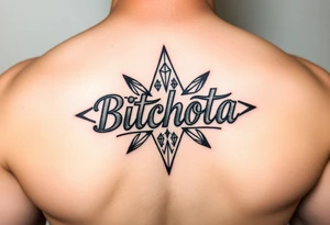 bitchota name in a star with diamonds tattoo idea
