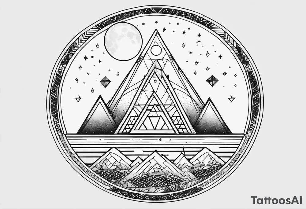 geometric simple moon with triangles inside a circle tattoo idea geometric simple moon with triangles inside a circle tattoo idea
