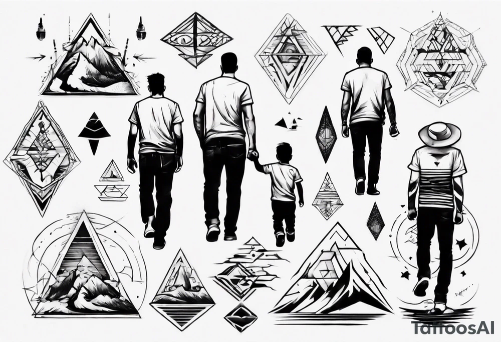 dad and son walks away tattoo idea