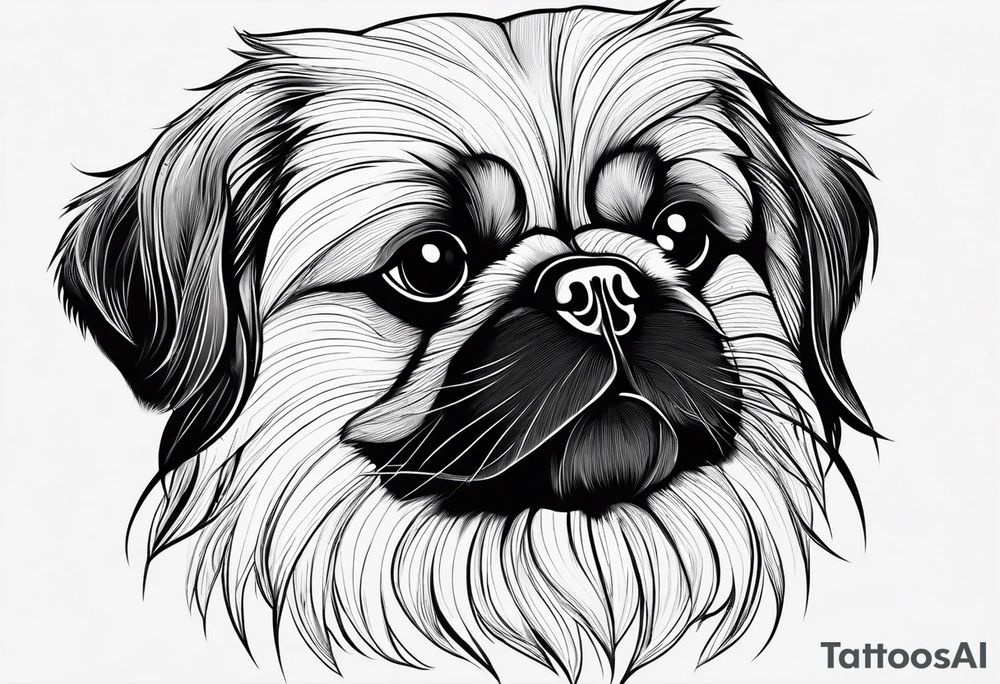 The contour of the face of a pekingese with shih tzu mixed race god. Nothing besides the face. As minimalist as possible. More minimalist! Make it a one line drawing. tattoo idea
