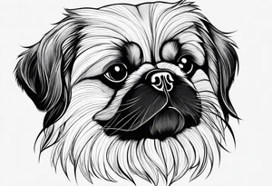 The contour of the face of a pekingese with shih tzu mixed race god. Nothing besides the face. As minimalist as possible. More minimalist! Make it a one line drawing. tattoo idea