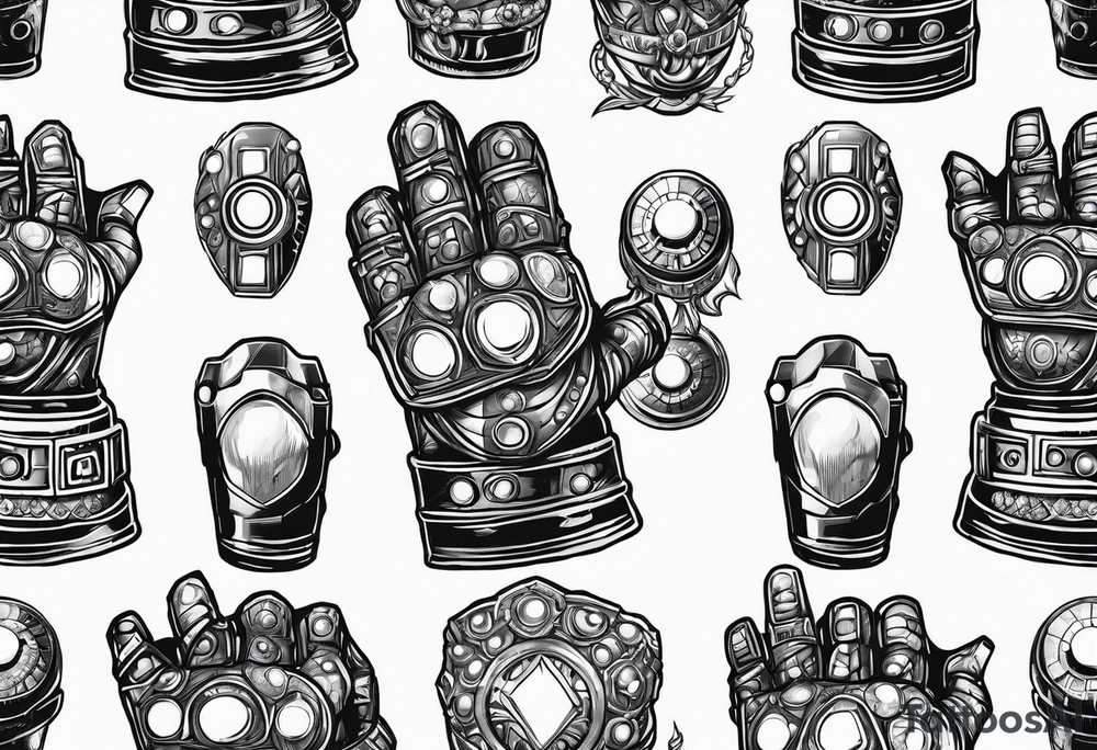 Infinity gauntlet with infinity stones tattoo idea
