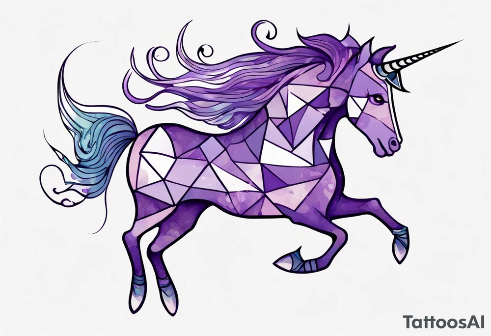 Purple fish riding a unicorn tattoo idea