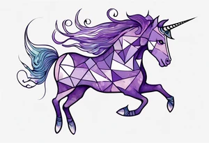 Purple fish riding a unicorn tattoo idea
