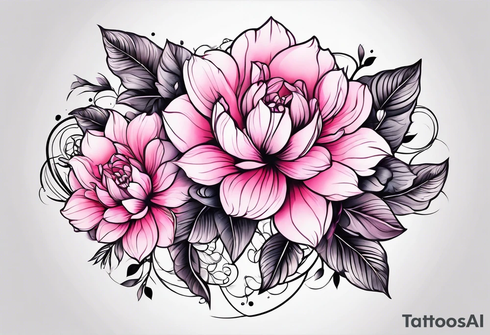 Pink flowers hand tattoo tattoo idea