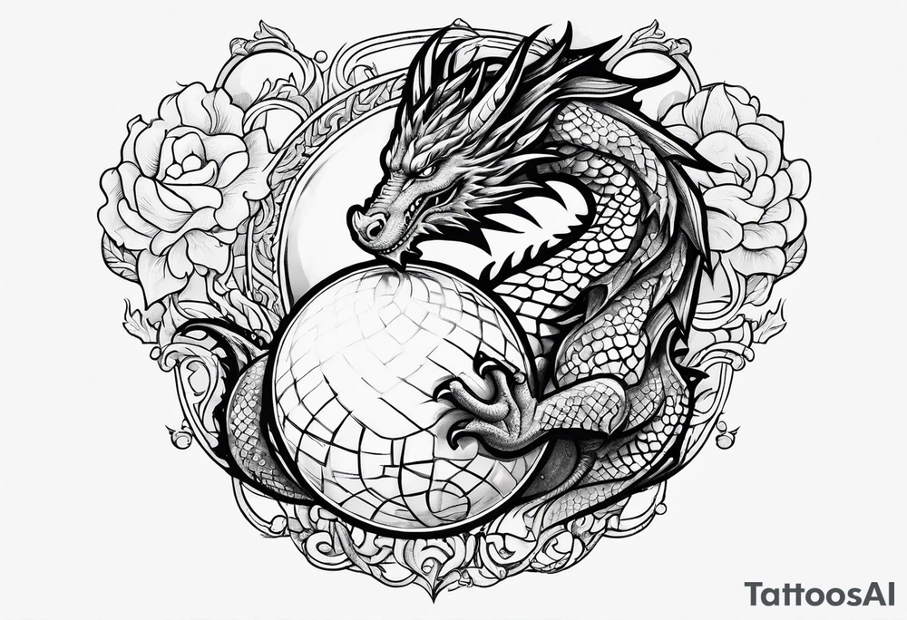 dragon holding orb tattoo idea
