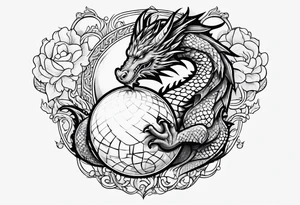 dragon holding orb tattoo idea