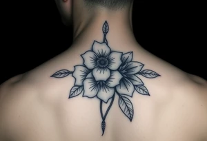 powerful spirit with flowers from Nunavut and representing pain, anger love and healing for front of neck tattoo idea