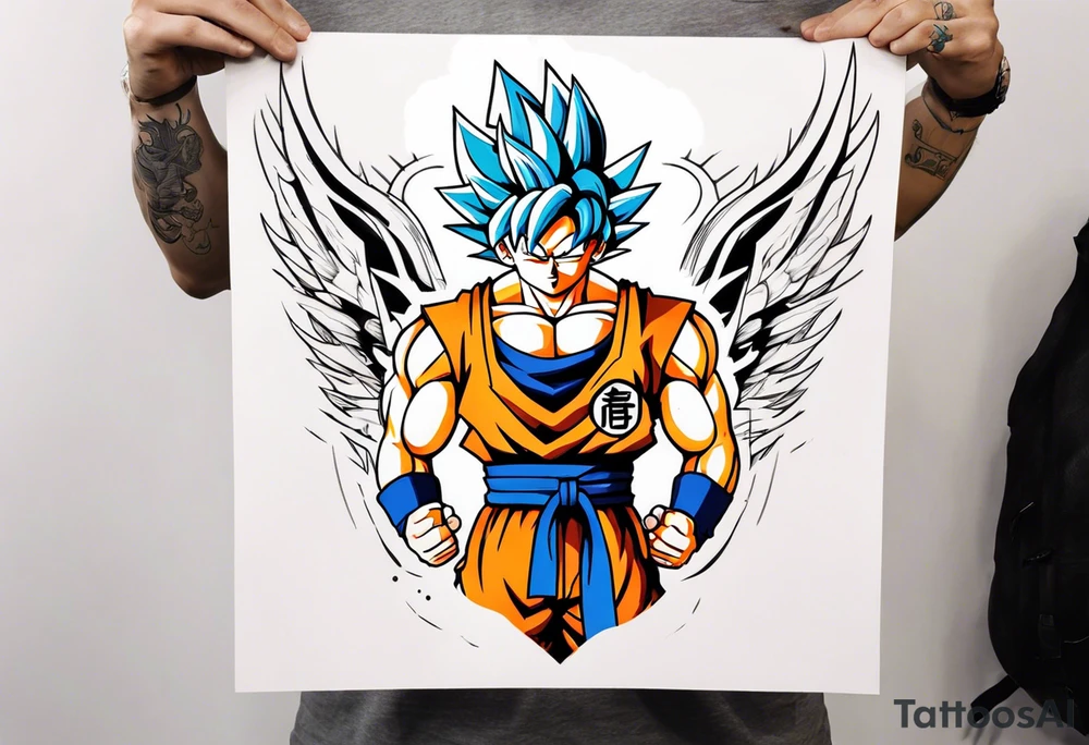 Tattoo on arm with goku with wings tattoo idea