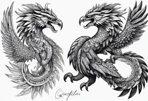 Quetzalcoatl flying full body tattoo idea