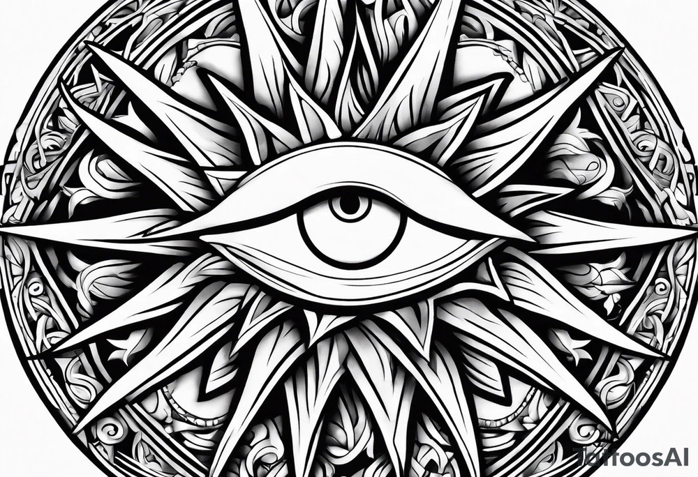 a simple sun with eyes and mouth tattoo idea
