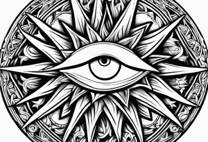 a simple sun with eyes and mouth tattoo idea