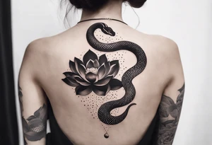 Snake with lotus flower tattoo idea