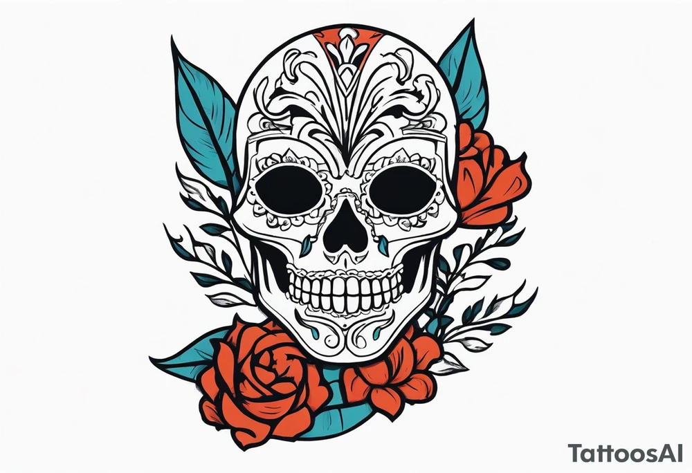 A skeleton removes a masquerade mask from its face tattoo idea