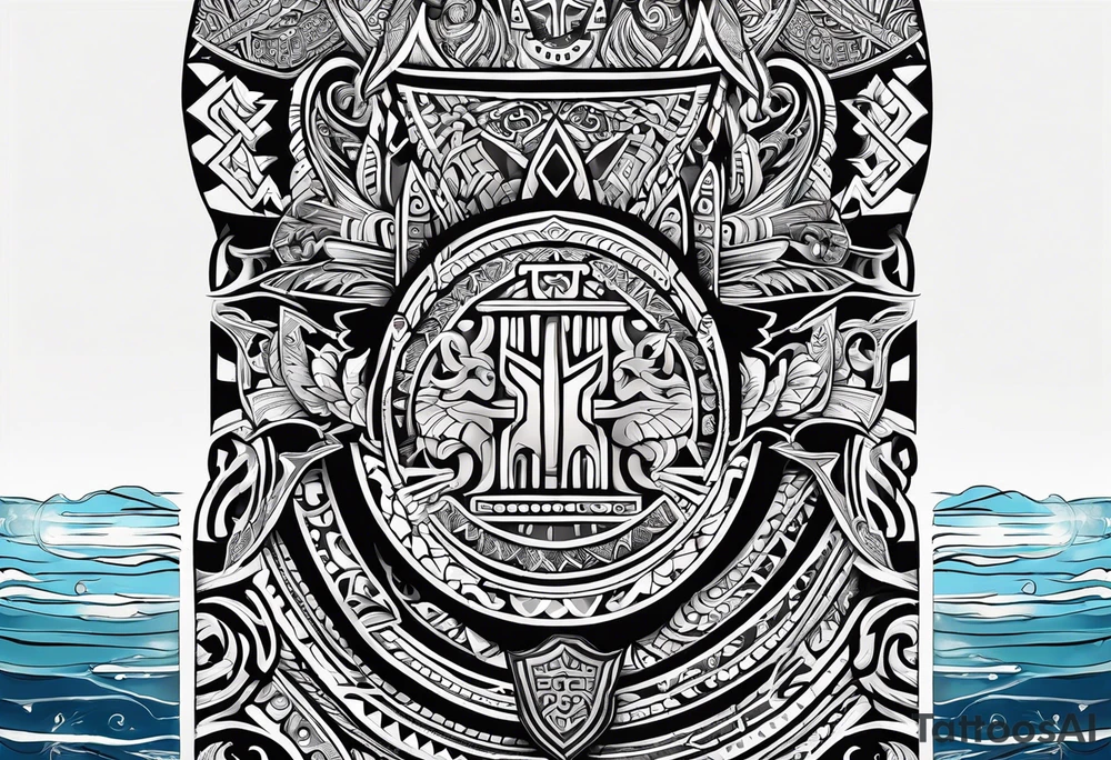 Abstract tribal ta moko Style. 
Croatian shield with Northern Ireland giants causeway tattoo idea