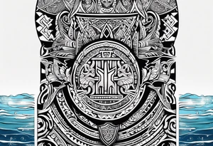 Abstract tribal ta moko Style. 
Croatian shield with Northern Ireland giants causeway tattoo idea