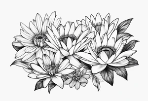 Water Lillie and Daisy minimal tattoo idea