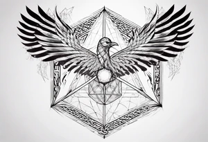 sacred geometry Metatron's cube with phoenix Sleeve for woman's arm tattoo idea