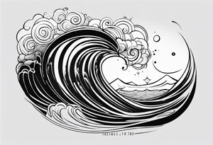 A balck tattoo for my shoulder with time and a date for my so 25.05.16 and a wave tattoo idea